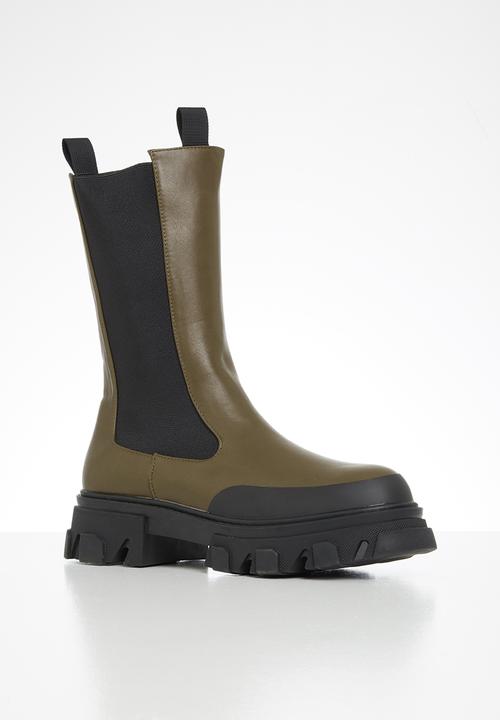 Public Desire - Boston calf high chunky sole boot - khaki