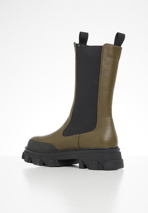Public Desire - Boston calf high chunky sole boot - khaki