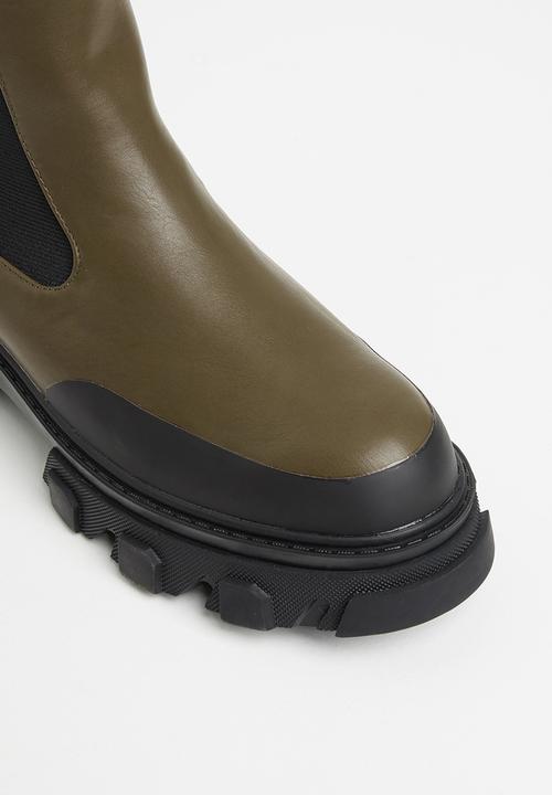 Public Desire - Boston calf high chunky sole boot - khaki