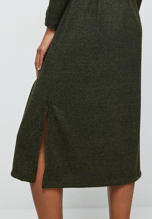 edit - Warm handle belted column midaxi - olive