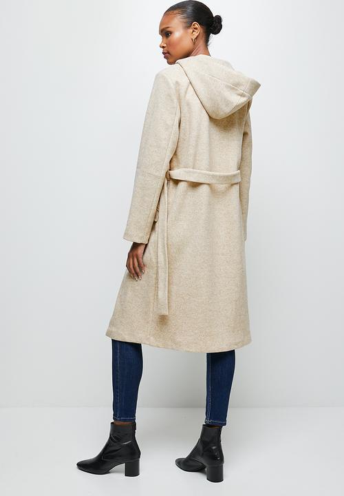 edit - Hooded melton jacket - oatmeal
