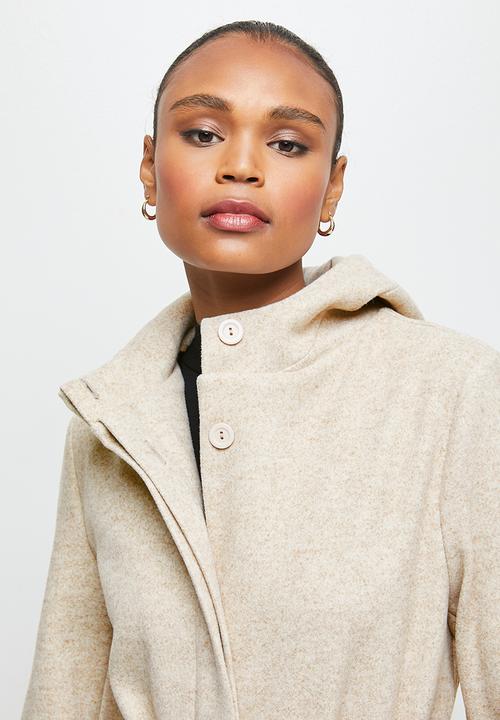 edit - Hooded melton jacket - oatmeal