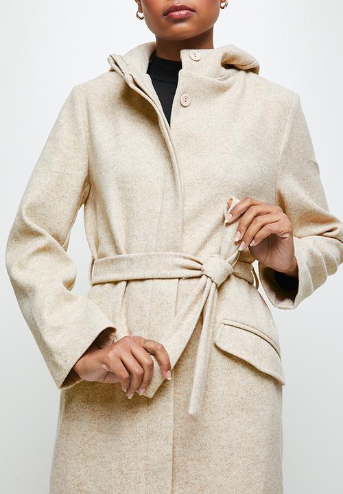 edit - Hooded melton jacket - oatmeal