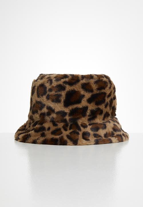 Superbalist - Reversible faux fur bucket hat - brown & black 
