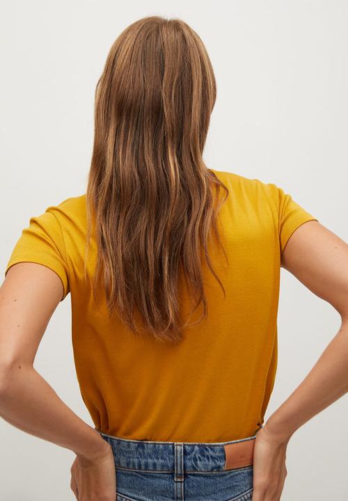 MANGO - T-shirt mangolog - yellow