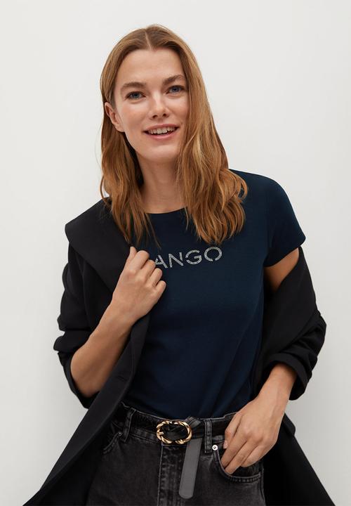 MANGO - T-shirt mangolog - navy