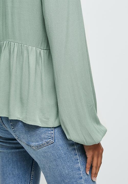 edit - Lace inset peasant blouse - sage