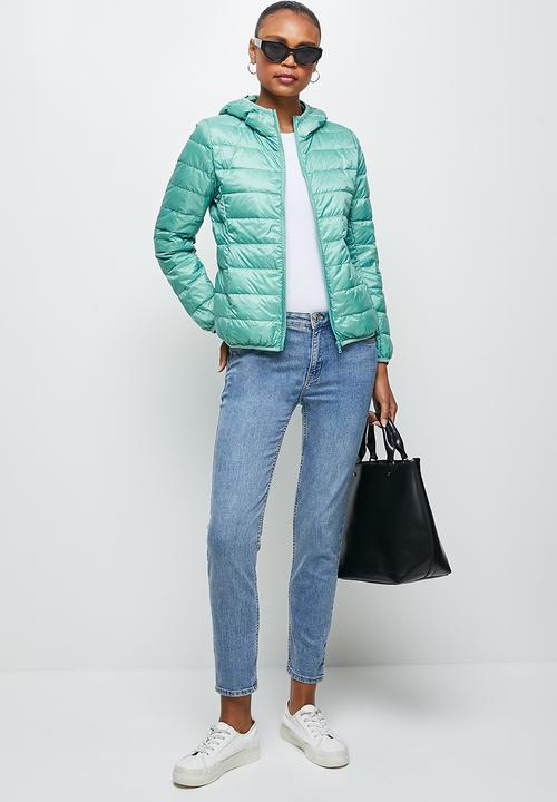 edit - Hooded puffer jacket - light aqua