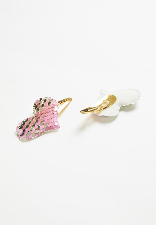 Pop Candy - Girls hearts hair clips - multi