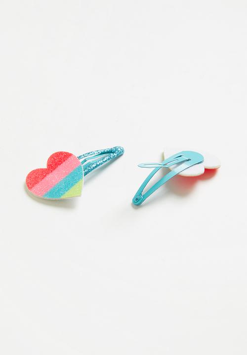 Pop Candy - Girls hearts hair clips - multi