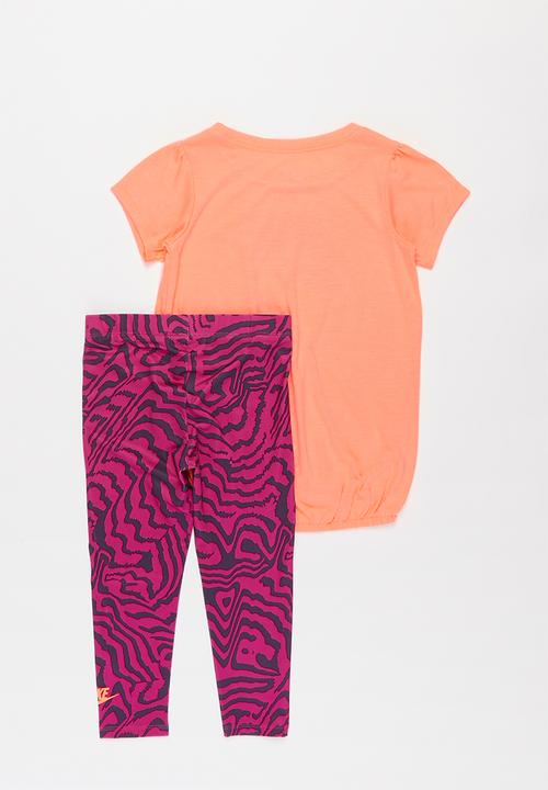 Nike - Nike printed legging set - coral & pink 
