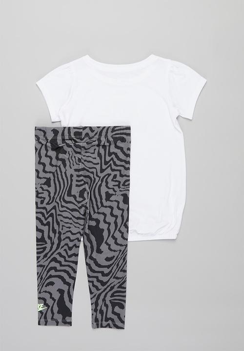 Nike - Nike printed legging set - white & grey 