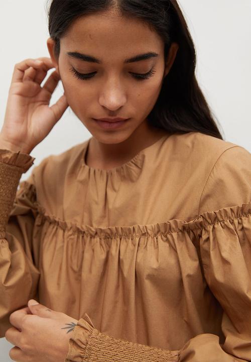 MANGO - Dress lin - brown