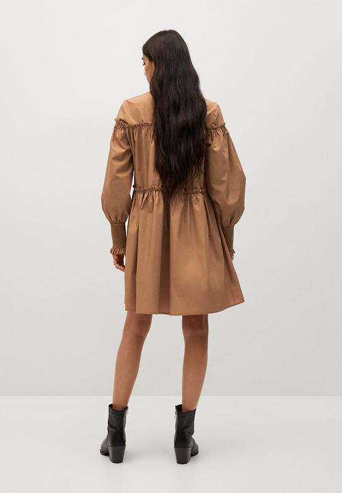 MANGO - Dress lin - brown