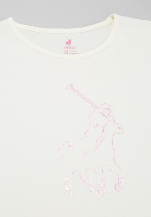 POLO - Girls layla printed short sleeve tee - off white
