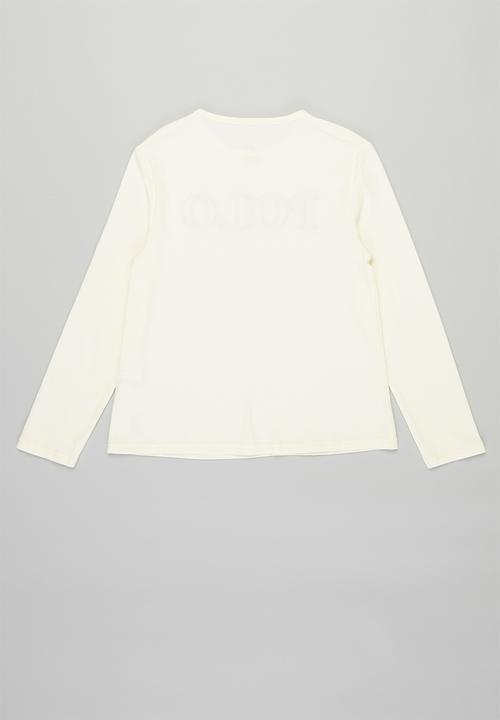 POLO - Girls maya long sleeve printed tee - off white