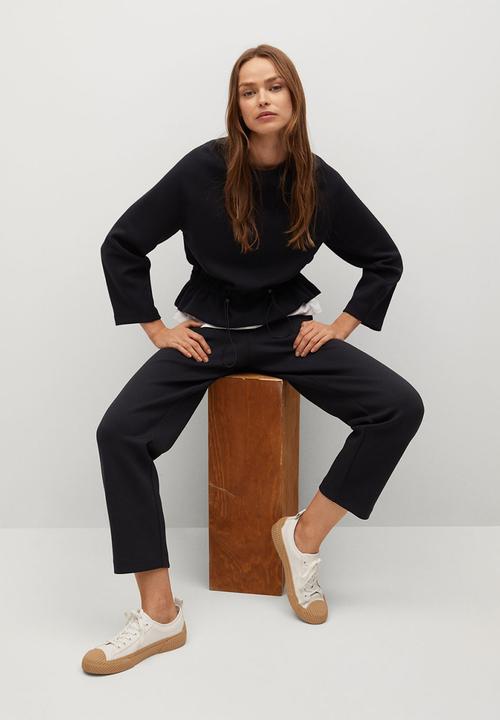 MANGO - Trousers papier - black