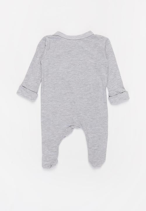 Baby Star - Zip closure babygrow - grey 