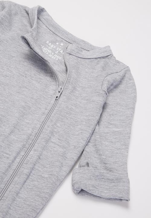 Baby Star - Zip closure babygrow - grey 