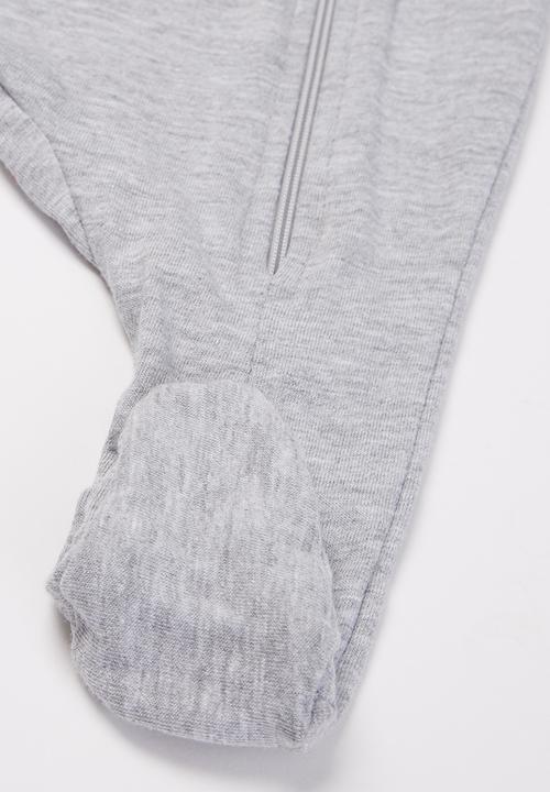Baby Star - Zip closure babygrow - grey 