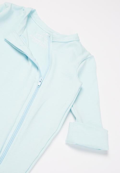 Baby Star - Zip closure babygrow - baby blue