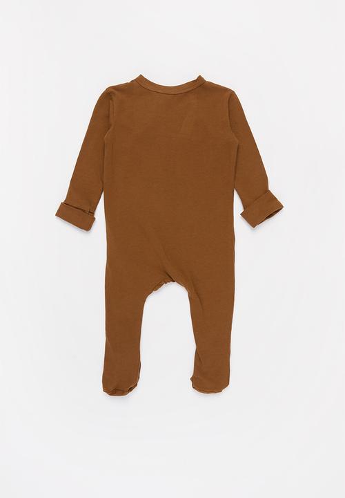 Baby Star - Zip closure babygrow - brown