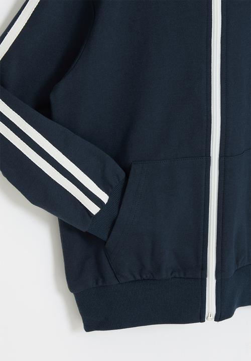 Pop Candy - Boys side tape zip through hoodie - navy