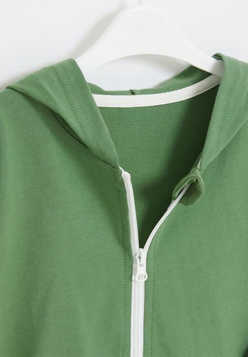 Pop Candy - Boys side tape zip through hoodie - green
