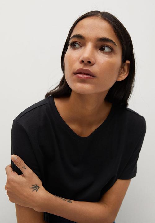 MANGO - T-shirt chalaca - black