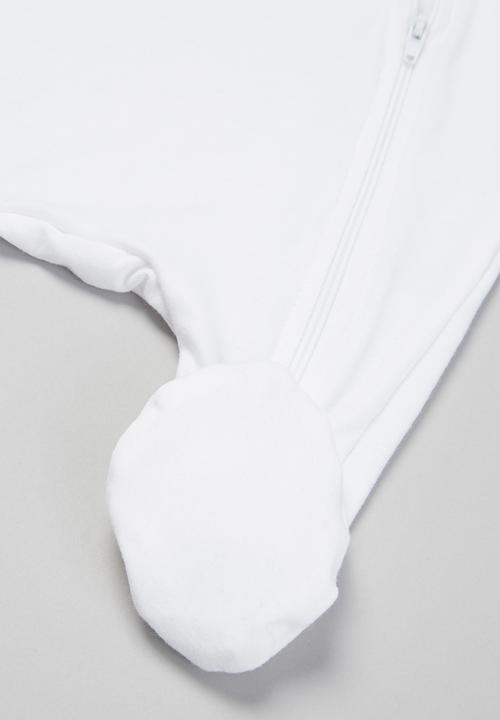 Baby Star - Zip closure babygrow - true white