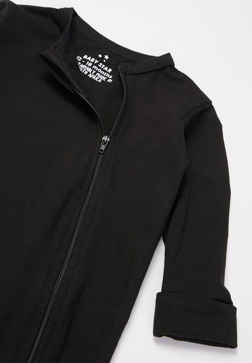 Baby Star - Zip closure babygrow - jet black
