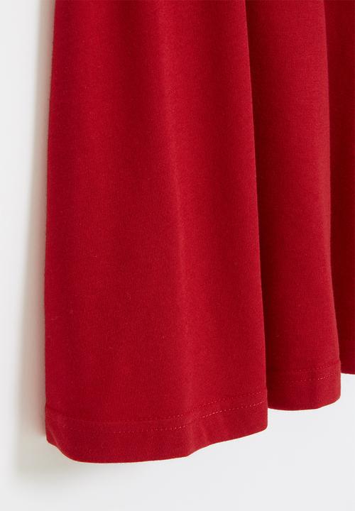 Pop Candy - Combo tiered short sleeve dress - red