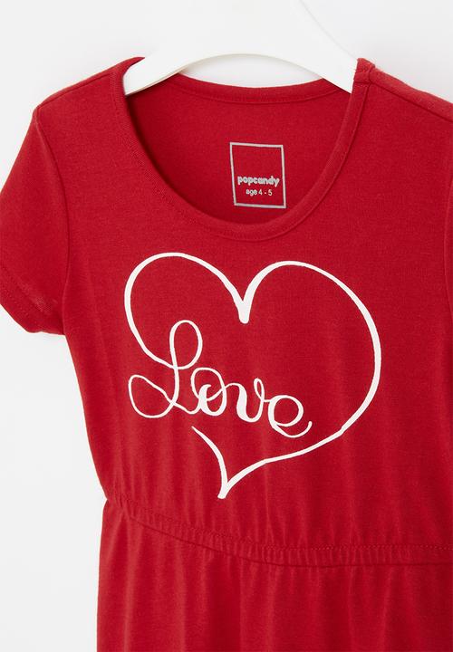Pop Candy - Combo tiered short sleeve dress - red