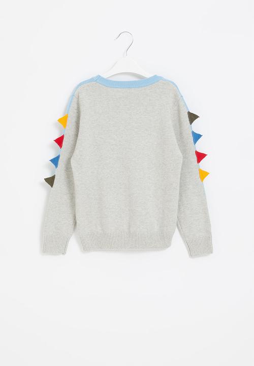 Pop Candy - Boys dino knitwear - grey & blue