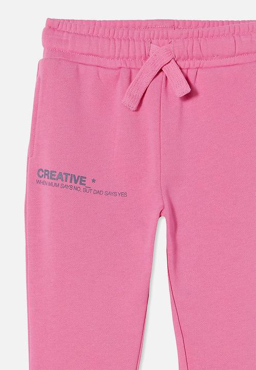 Cotton On - Marlo trackpant - pink gerbera/ creative