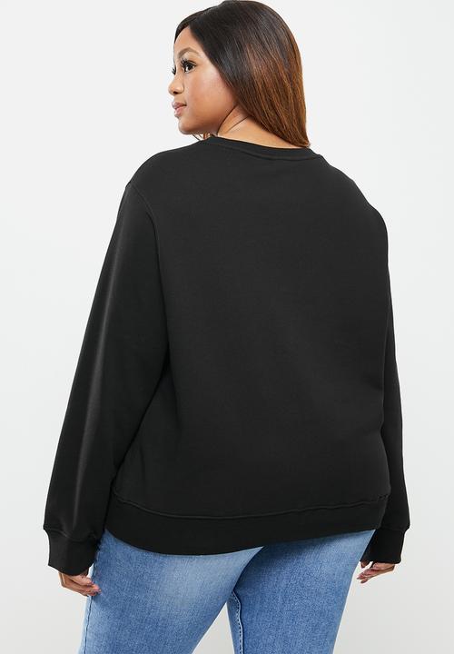 POLO - Plus ashton long sleeve logo sweater - black