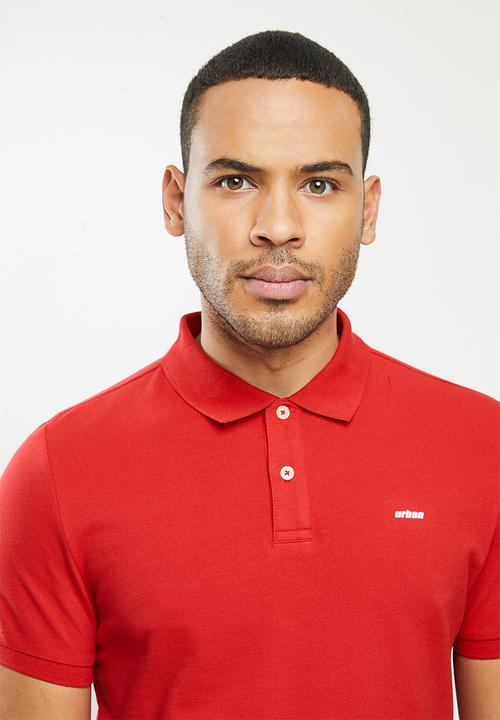 urban° - Mens urban small logo golfer - red