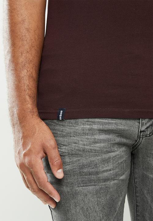urban° - Mens urban small logo golfer - burgundy