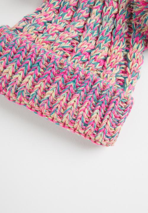 Pop Candy - Girls pom pom detail beanie - multi