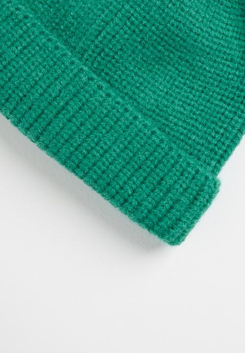 Pop Candy - Ear detail turn up beanie - green & orange 