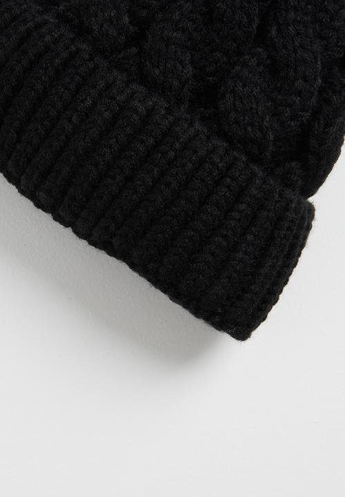 Pop Candy - Girls pom pom beanie - black