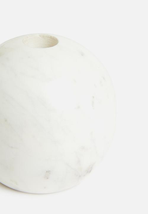 Sixth Floor - Marble round candle holder - white
