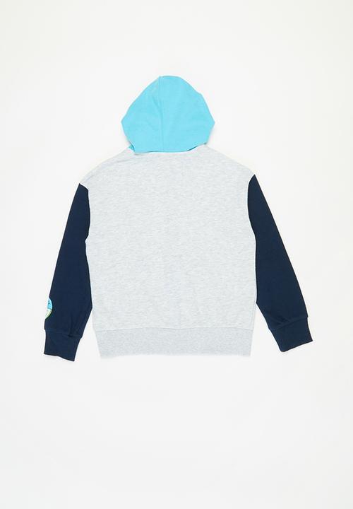 Converse - Converse colourblock full zip hoodie - grey