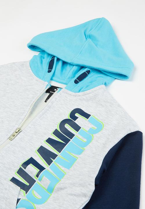 Converse - Converse colourblock full zip hoodie - grey