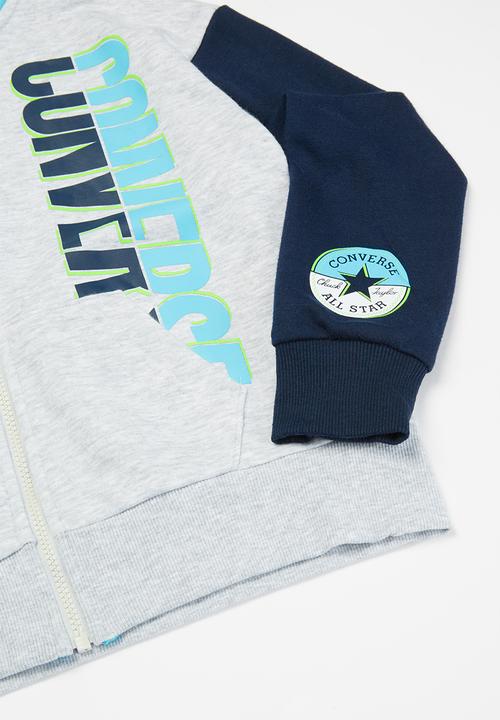 Converse - Converse colourblock full zip hoodie - grey