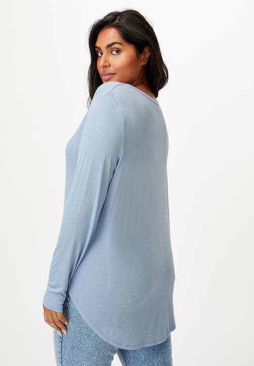 Cotton On - Curve karly long sleeve top - dusk blue