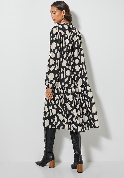 Superbalist - Midi gypsy dress - black & beige 