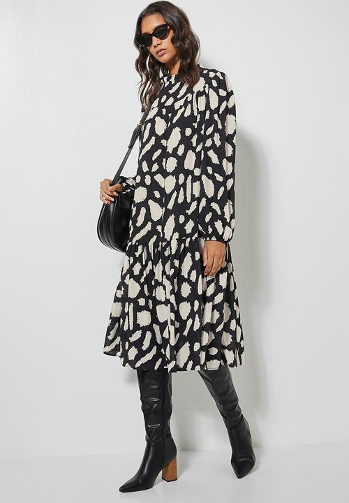 Superbalist - Midi gypsy dress - black & beige 
