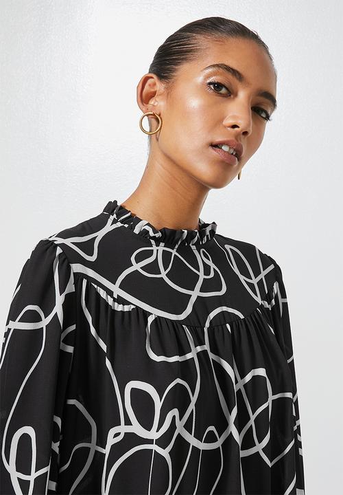 Superbalist - Midi gypsy dress - black & white 