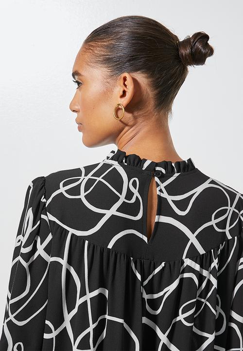Superbalist - Midi gypsy dress - black & white 